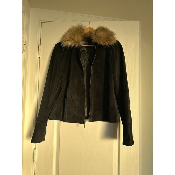 VINTAGE Uniform John Paul Richard’s Suede Jacket Faux Fur Collar L - Picture 6 of 16